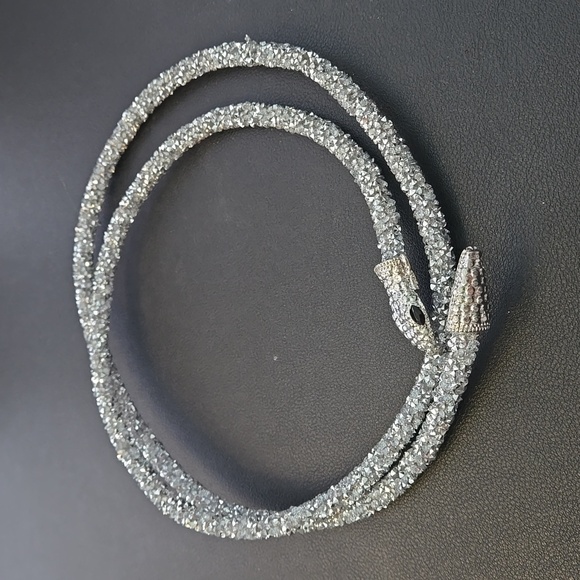 Art Deco Crystal Adjustable Snake Necklace in Silver, NWT - Picture 5 of 10